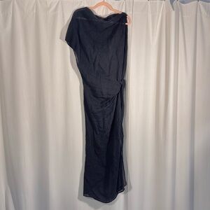 Massimo Dutti Black Draped Maxi Dress